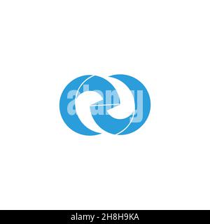 circles blue arrows waves symbol logo vector Stock Vector