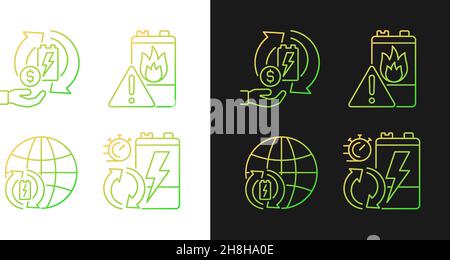 Recycling world industry gradient icons set for dark and light mode Stock Vector