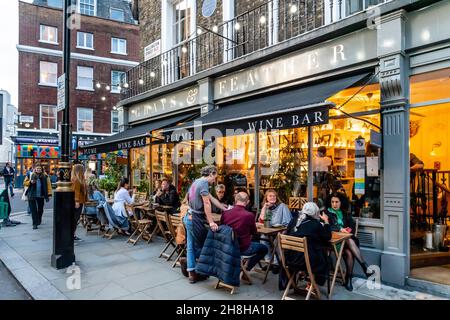 Customers Sitting Outside The Plume Wine Bar, Wellington Street, Covent