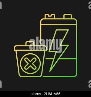 No battery disposal gradient vector icon for dark theme Stock Vector