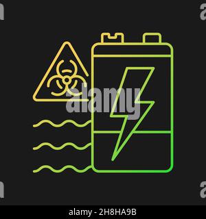 Battery recycling station gradient vector icon for dark theme Stock Vector