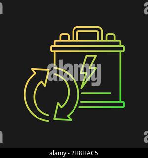 Recyclable lead-acid batteries gradient vector icon for dark theme Stock Vector