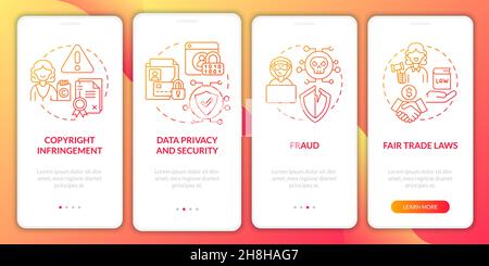 Digital entrepreneurship risks onboarding mobile app page screen Stock Vector