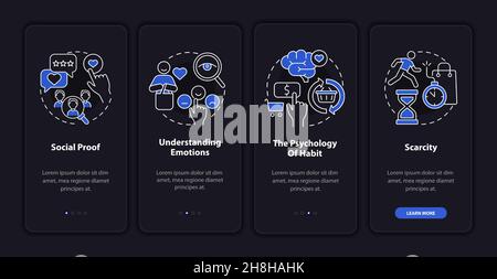 Neuroscience canons onboarding mobile app page screen Stock Vector