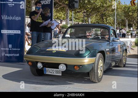 PALAMOS, SPAIN - Nov 03, 2021: A closeup of a Lotus Elan Sprint 5 featured at the XVIII Costa Brava Historic Rally in Palamos, Spain Stock Photo