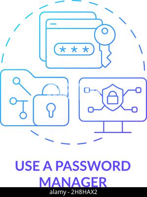 Password manager blue gradient concept icon Stock Vector