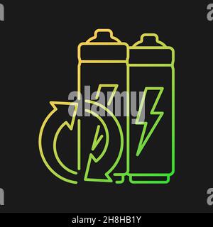 Lithium-ion battery recycling gradient vector icon for dark theme Stock Vector