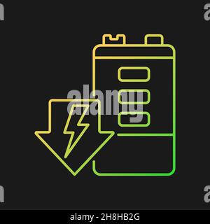 Battery discharging gradient vector icon for dark theme Stock Vector