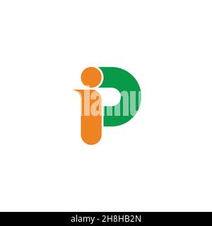 letter ip fast motion simple geometric logo vector Stock Vector