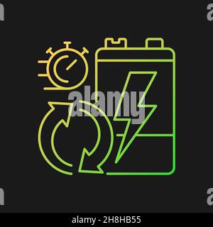 Battery recycling rates gradient vector icon for dark theme Stock Vector