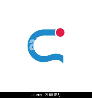letter c ribbon dot curves simple geometric logo vector Stock Vector