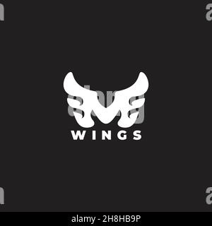 letter m wings curves design geometric logo vector Stock Vector