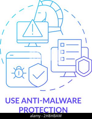 Anti-malware protection software blue gradient concept icon Stock Vector