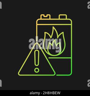 Battery flammability gradient vector icon for dark theme Stock Vector