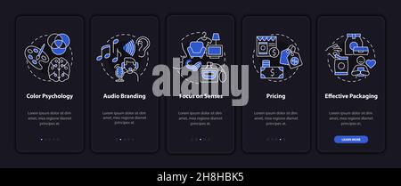 Examples of neuroscience onboarding mobile app page screen Stock Vector