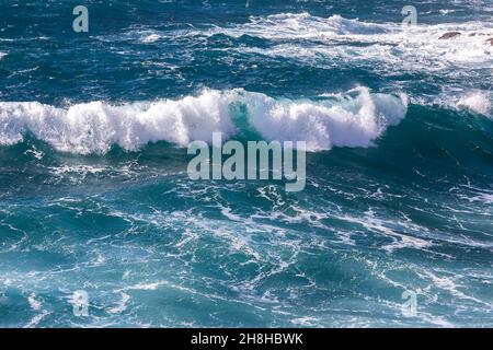 Waves Isolated.  Seafoam on a windy day in the Mediterranean Sea. Stock Image. Stock Photo
