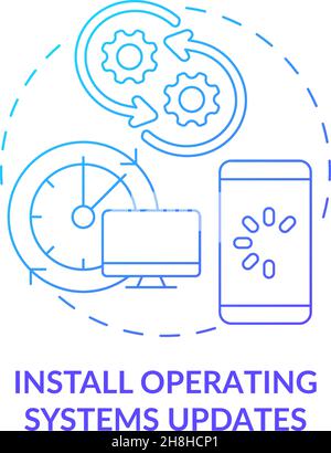 Operating system updates time blue gradient concept icon Stock Vector