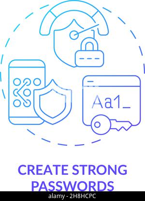 Strong password to save data blue gradient concept icon Stock Vector