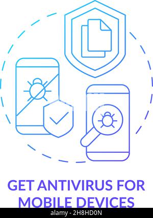 Installing antivirus for mobile devices blue concept icon Stock Vector
