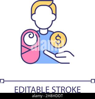 Paid paternity leave RGB color icon Stock Vector