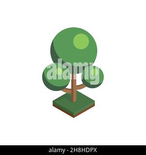 tree in isometric perspective, polygonal style, isolated on white background. EPS Stock Vector