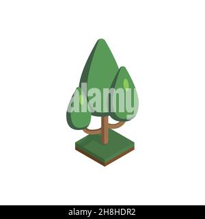 tree in isometric perspective, polygonal style, isolated on white background. EPS Stock Vector