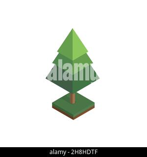 tree in isometric perspective, polygonal style, isolated on white background. EPS Stock Vector