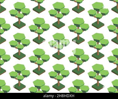 Seamless vector pattern in trees isometric. Forest on a white background eps Stock Vector