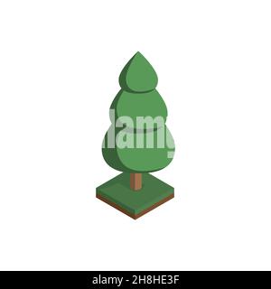 tree in isometric perspective, polygonal style, isolated on white background. EPS Stock Vector