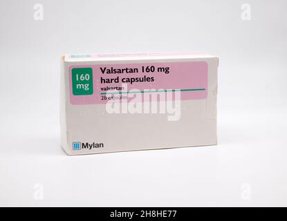 Valsartan tablets for high blood pressure hypertension. Stock Photo