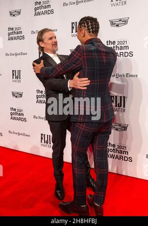 Ethan Hawke and Joshua Caleb Johnson attend the 2021 Gotham Awards at Cipriani Wall Street (Photo by Lev Radin/Pacific Press) Stock Photo