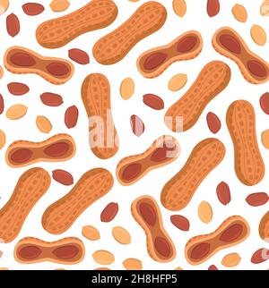 Seamless pattern peanuts on a white background Stock Vector