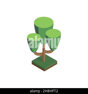 tree in isometric perspective, polygonal style, isolated on white background. EPS Stock Vector