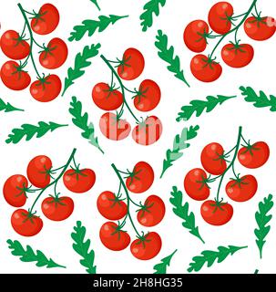 Seamless background from chopped ripe tomatoes isolated on white background. Fresh tomato slices pattern. eps Stock Vector
