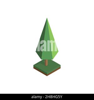 tree in isometric perspective, polygonal style, isolated on white background. EPS Stock Vector