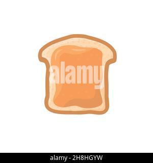 Fried bread, toast with strawberry jam for breakfast. Jelly paste. Vector illustration in flat style eps Stock Vector