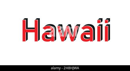 Hawaii red stamp text on white Stock Vector