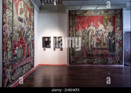 France, Doubs, Besancon, musee Granvelle, exhibition space, portraits in painting and tapestry Stock Photo