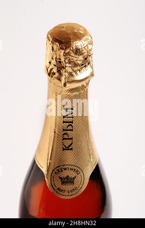 Krim artwinery strawberry champagne, Ukraine Stock Photo