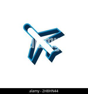 vector icon airplane isometric. 3d sign isolated on white background. Stock Vector