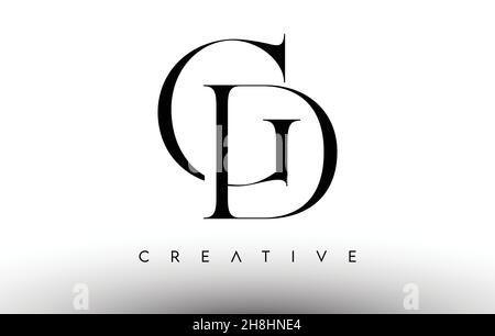 GD Minimalist Serif Modern Letter Logo in Black and White. GD Creative Serif Logo Design Icon Branding Vector Stock Vector