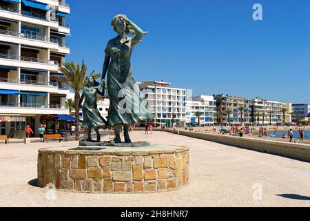 France, Gard, Camargue, Le Grau du Roi, waterfront, statue Esperance face a la mer created by the artist Ali Salem Stock Photo