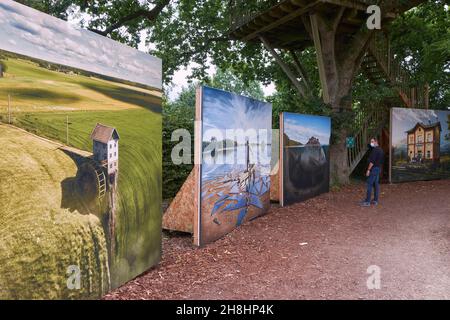 France, Morbihan, La Gacilly, Festival Photo La Gacilly 2021, Outdoor photography exhibition, In trompe l'oeil by Erik Johansson Stock Photo