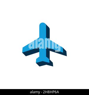 vector icon airplane isometric. 3d sign isolated on white background. Stock Vector
