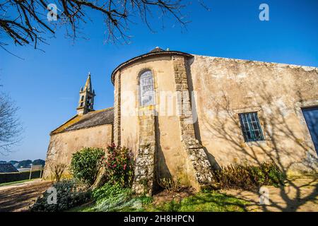 France, Morbihan (56), Ria d'Etel, Belz, Saint-Cado, La chapelle de Saint-Cado Stock Photo
