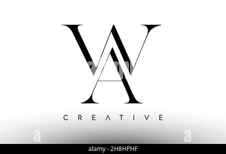 WA Minimalist Serif Modern Letter Logo in Black and White. WA Creative Serif Logo Design Icon Branding Vector Stock Vector