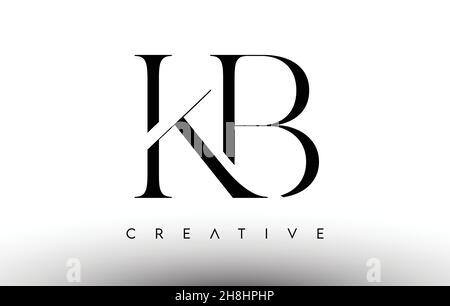 KB Minimalist Serif Modern Letter Logo in Black and White. KB Creative Serif Logo Design Icon Branding Vector Stock Vector
