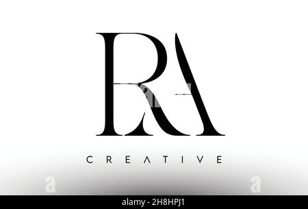 RA Minimalist Serif Modern Letter Logo in Black and White. RA Creative Serif Logo Design Icon Branding Vector Stock Vector