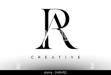 AR Minimalist Serif Modern Letter Logo in Black and White. RA Creative Serif Logo Design Icon Branding Vector Stock Vector
