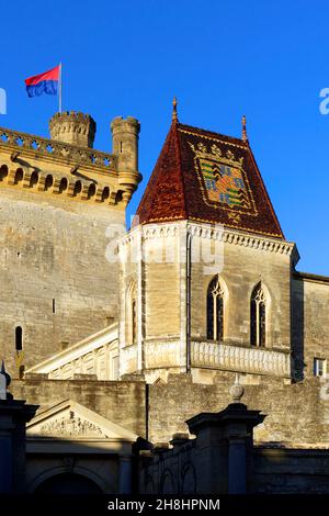 France, Gard, Pays d'Uzege, Uzes, Duke's castle called the Duche d'Uzes with the Bermonde Tower Stock Photo